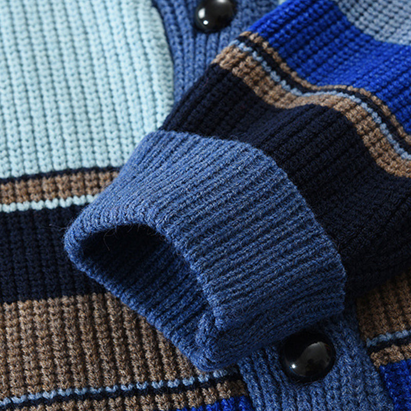 Men’s Colorblock Lapel Sweater Jacket – Modern Knit Design with Timeless Style