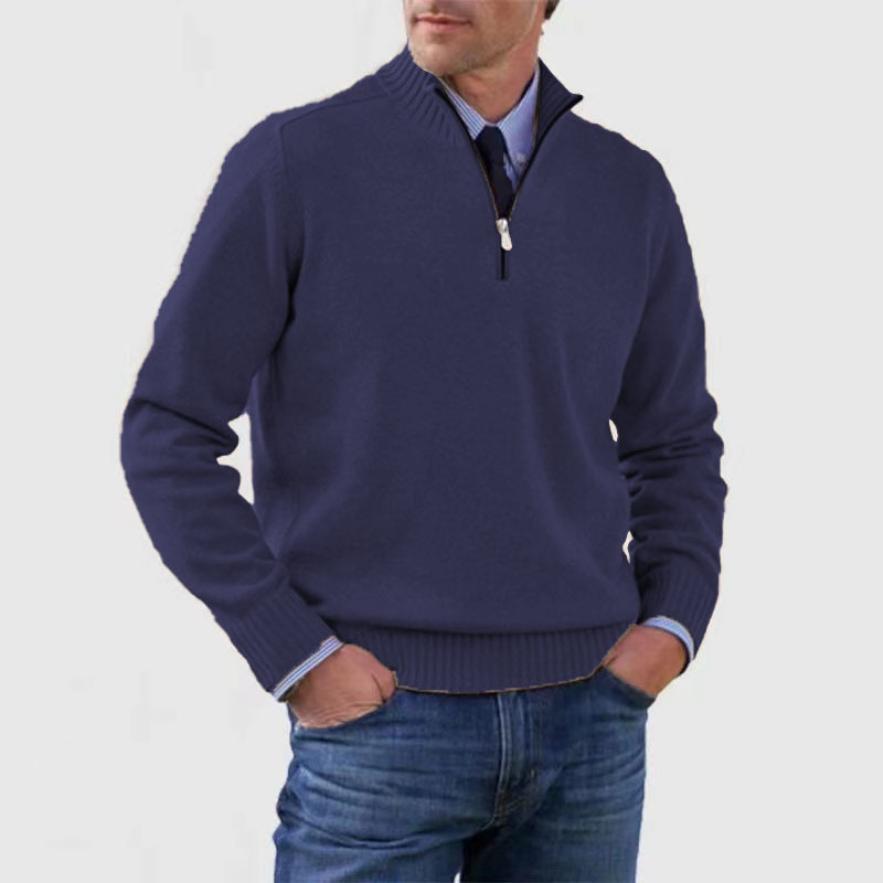 Men’s Half-Zip Mock Neck Sweater – Cotton Quarter Zip Design