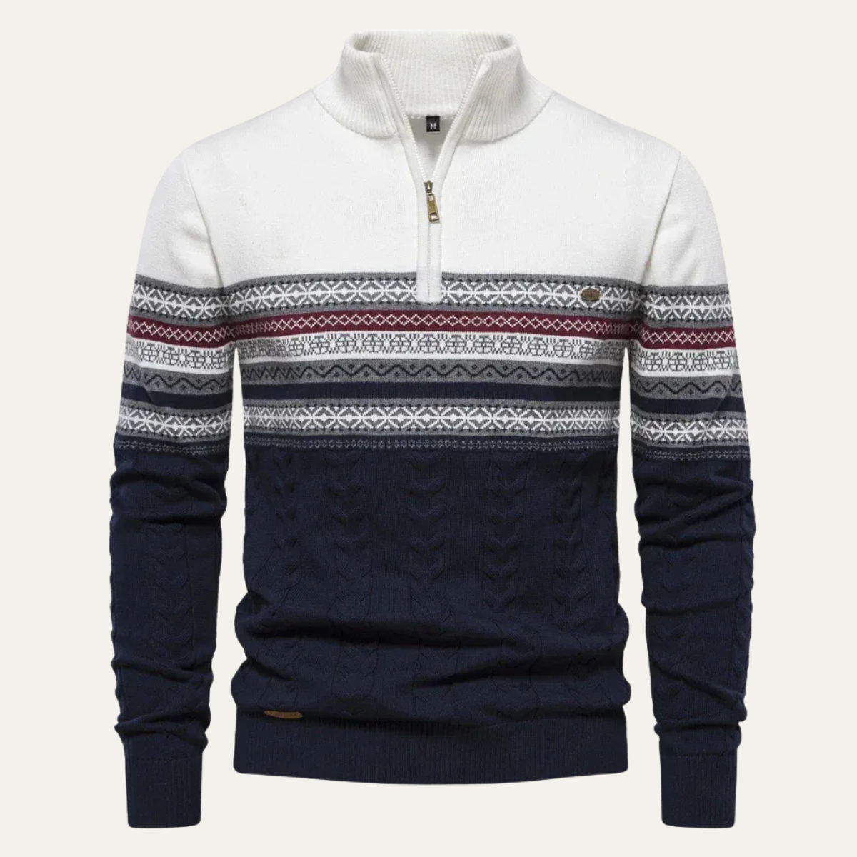 The Chatsworth Men's Quarter Zip Cotton Sweater – Fair Isle Knit