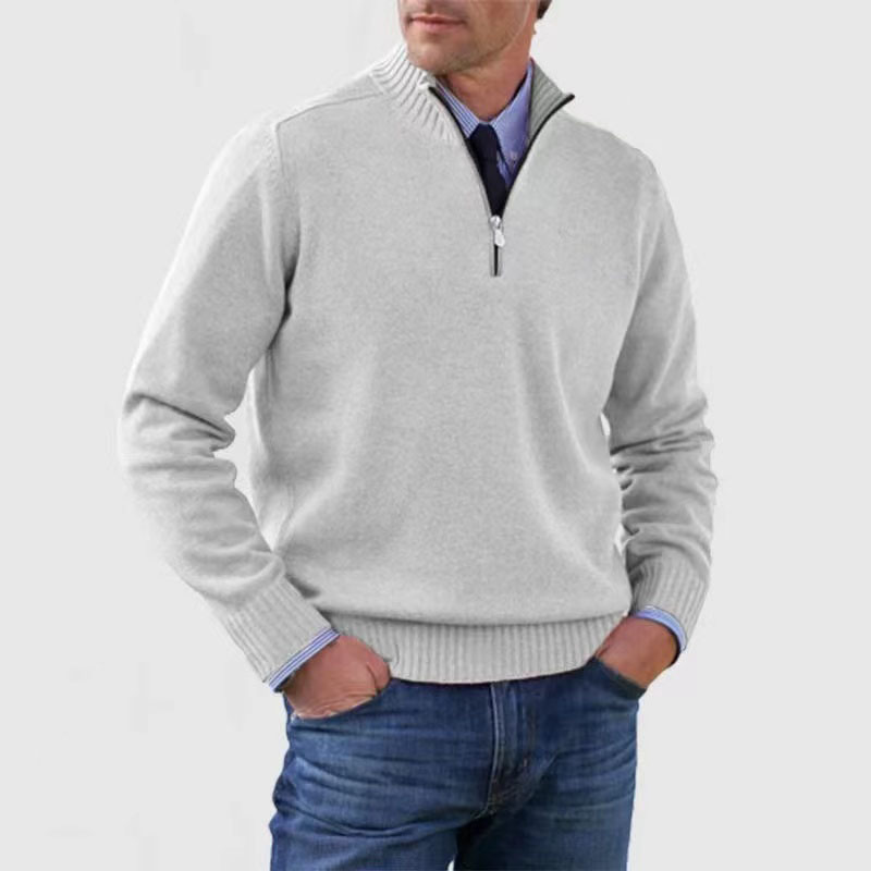 Men’s Half-Zip Mock Neck Sweater – Cotton Quarter Zip Design