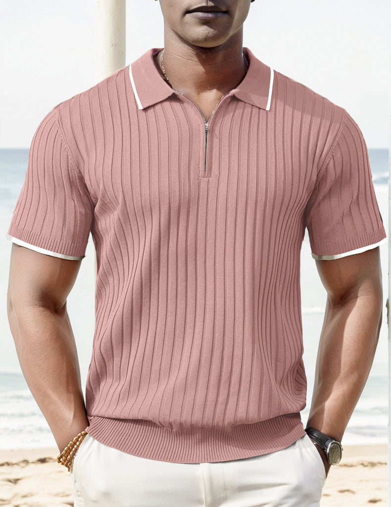 Aule Rib Knit Polo Shirt