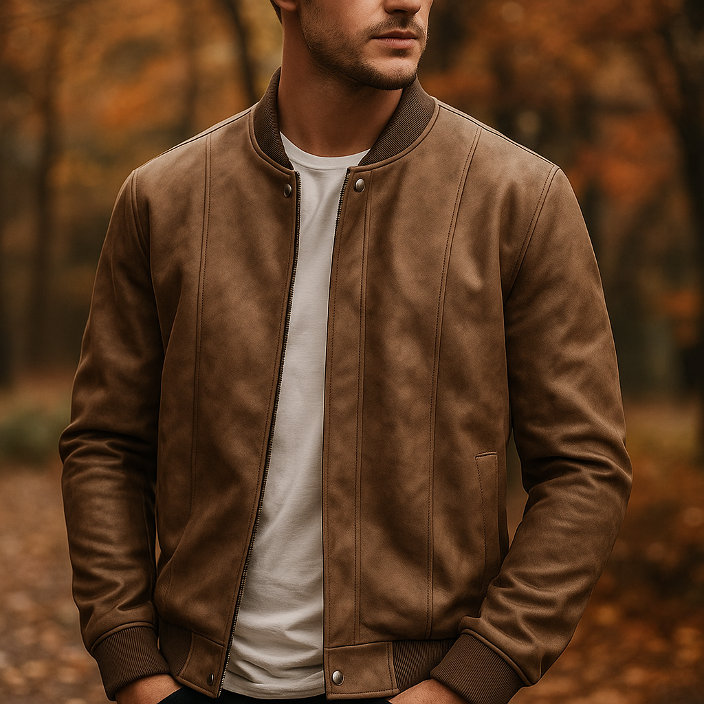 Stravon Men’s Suede Bomber Jacket – Classic Soft-Touch Outerwear