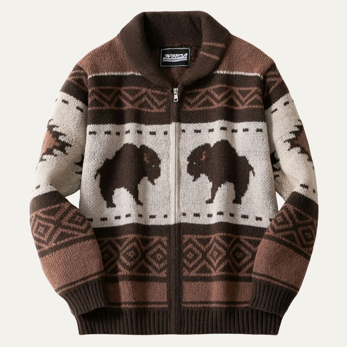 The Andrews Men's Retro Buffalo Print Winter Cardigan