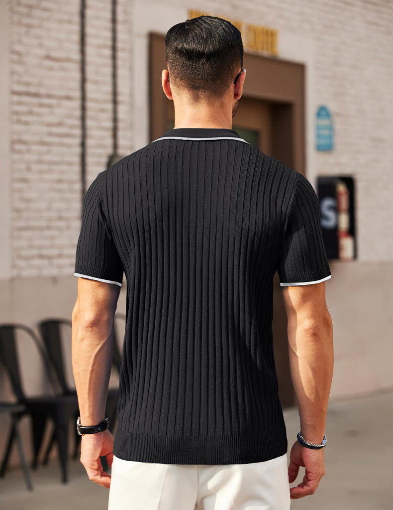 Aule Rib Knit Polo Shirt