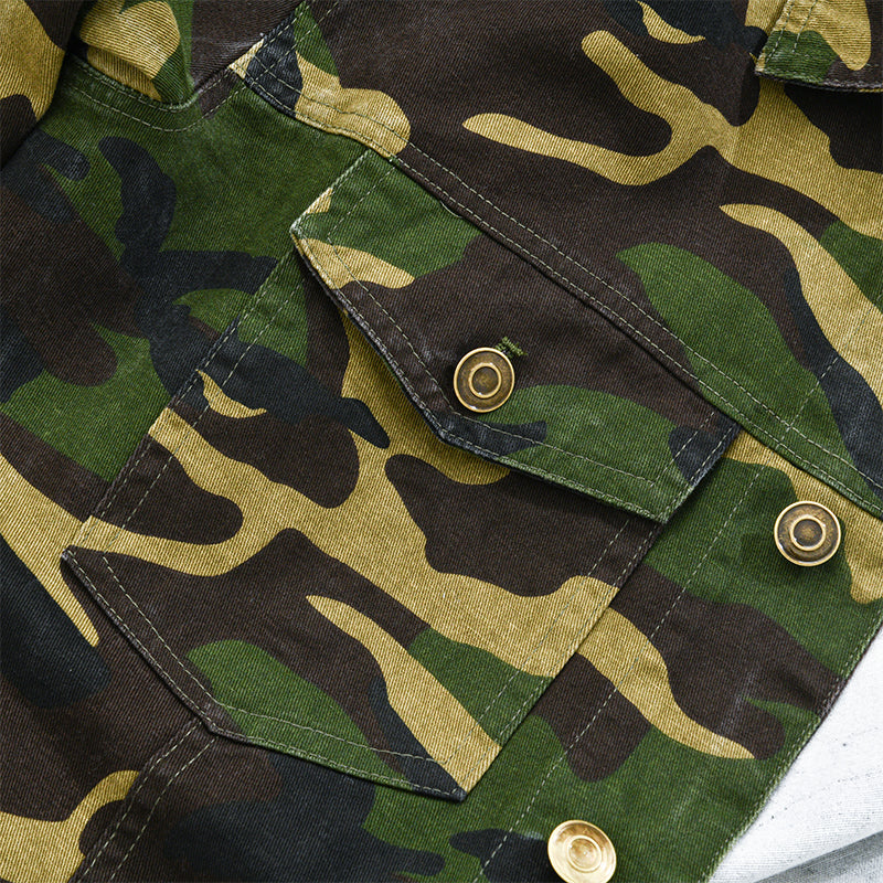 Men's Camouflage Canvas Retro Wear Lapel Jacket