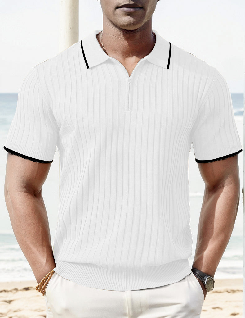 Aule Rib Knit Polo Shirt