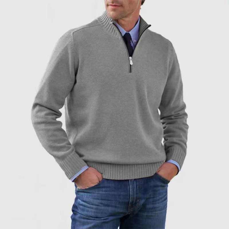 Men’s Half-Zip Mock Neck Sweater – Cotton Quarter Zip Design