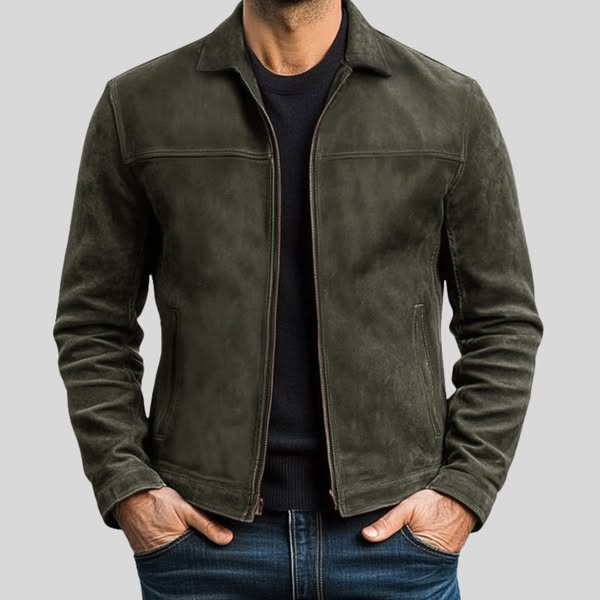 Fynn Men’s Leather Jacket – Classic Zip-Up Outerwear | Timeless Modern Design