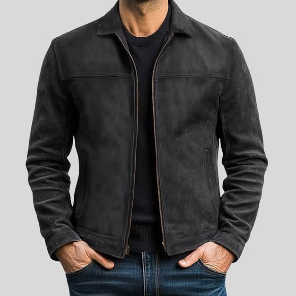 Fynn Men’s Leather Jacket – Classic Zip-Up Outerwear | Timeless Modern Design