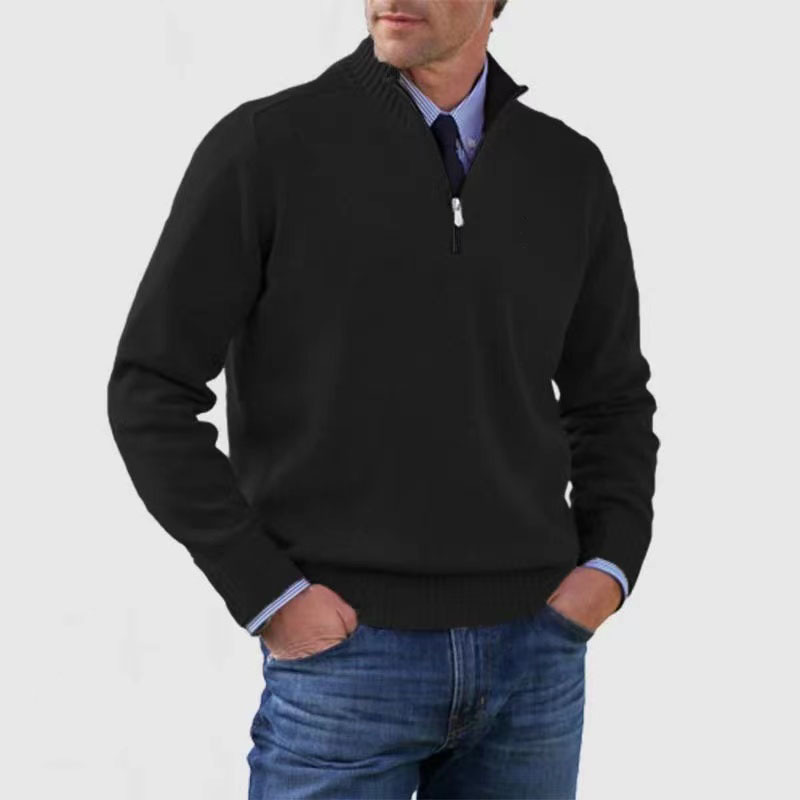 Men’s Half-Zip Mock Neck Sweater – Cotton Quarter Zip Design