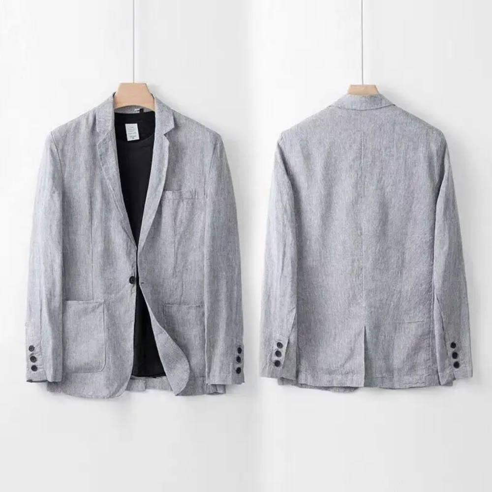 Men’s Elegant Linen Suit – Two-Piece Blazer and Trousers Set