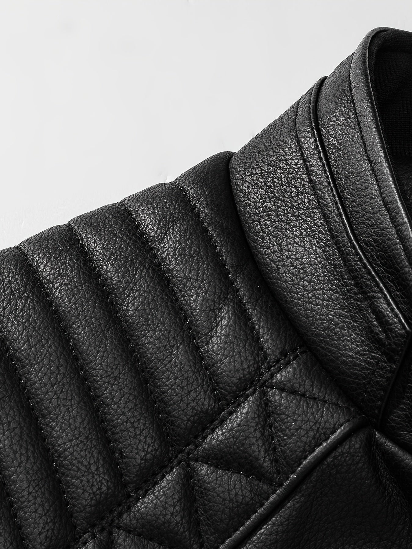 Men’s Leather Fleece Jacket – Stand Collar Biker Design for Autumn & Winter