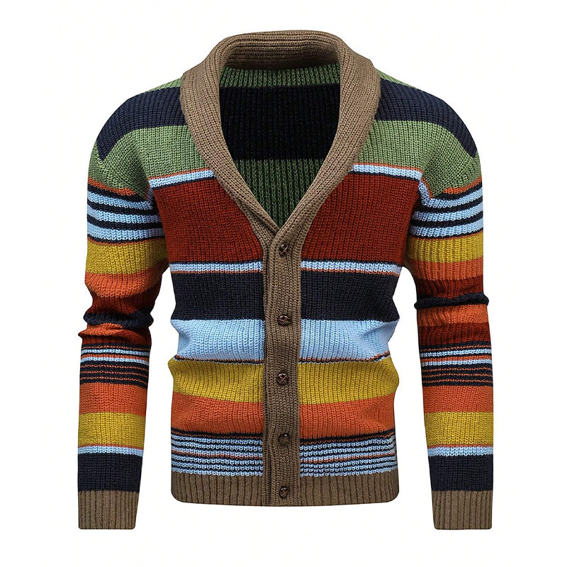 Men’s Colorblock Lapel Sweater Jacket – Modern Knit Design with Timeless Style