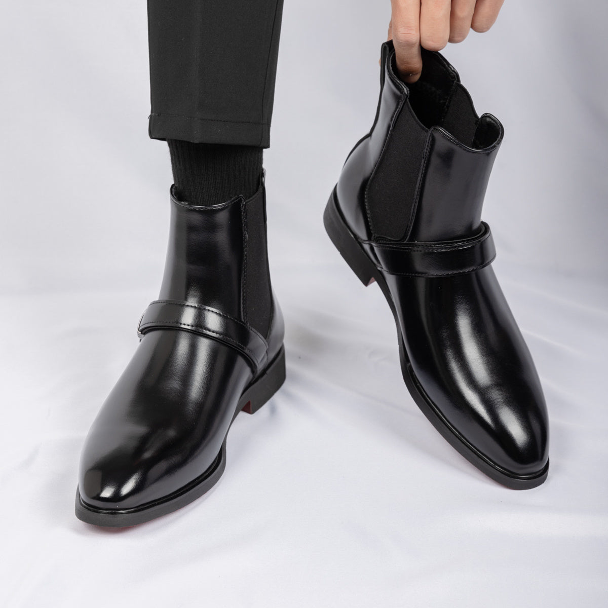 Men’s Chelsea Boots Red Sole – Sleek Pull-On Ankle Boot