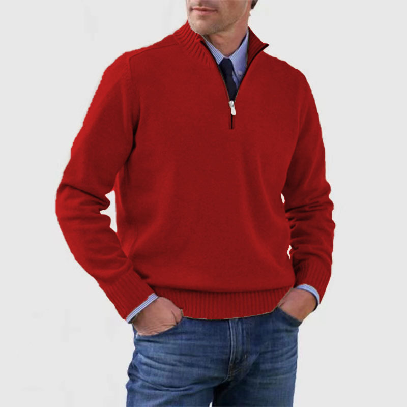 Men’s Half-Zip Mock Neck Sweater – Cotton Quarter Zip Design