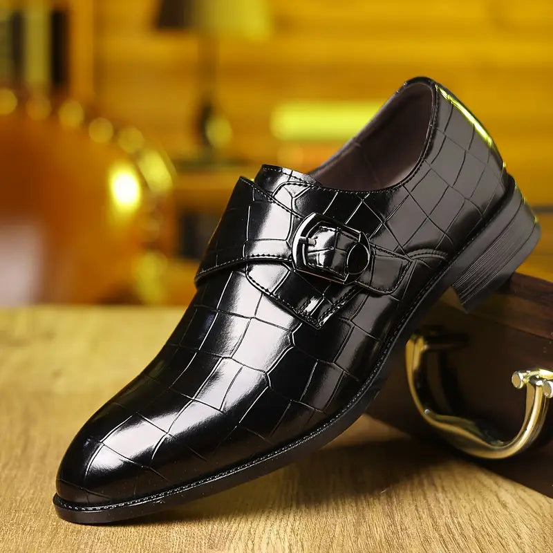 Dasfirin | Crocodile-Pattern Slip-On Loafers for Men – Stylish Buckle Details & Tapered Toe