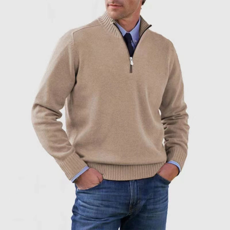 Men’s Half-Zip Mock Neck Sweater – Cotton Quarter Zip Design