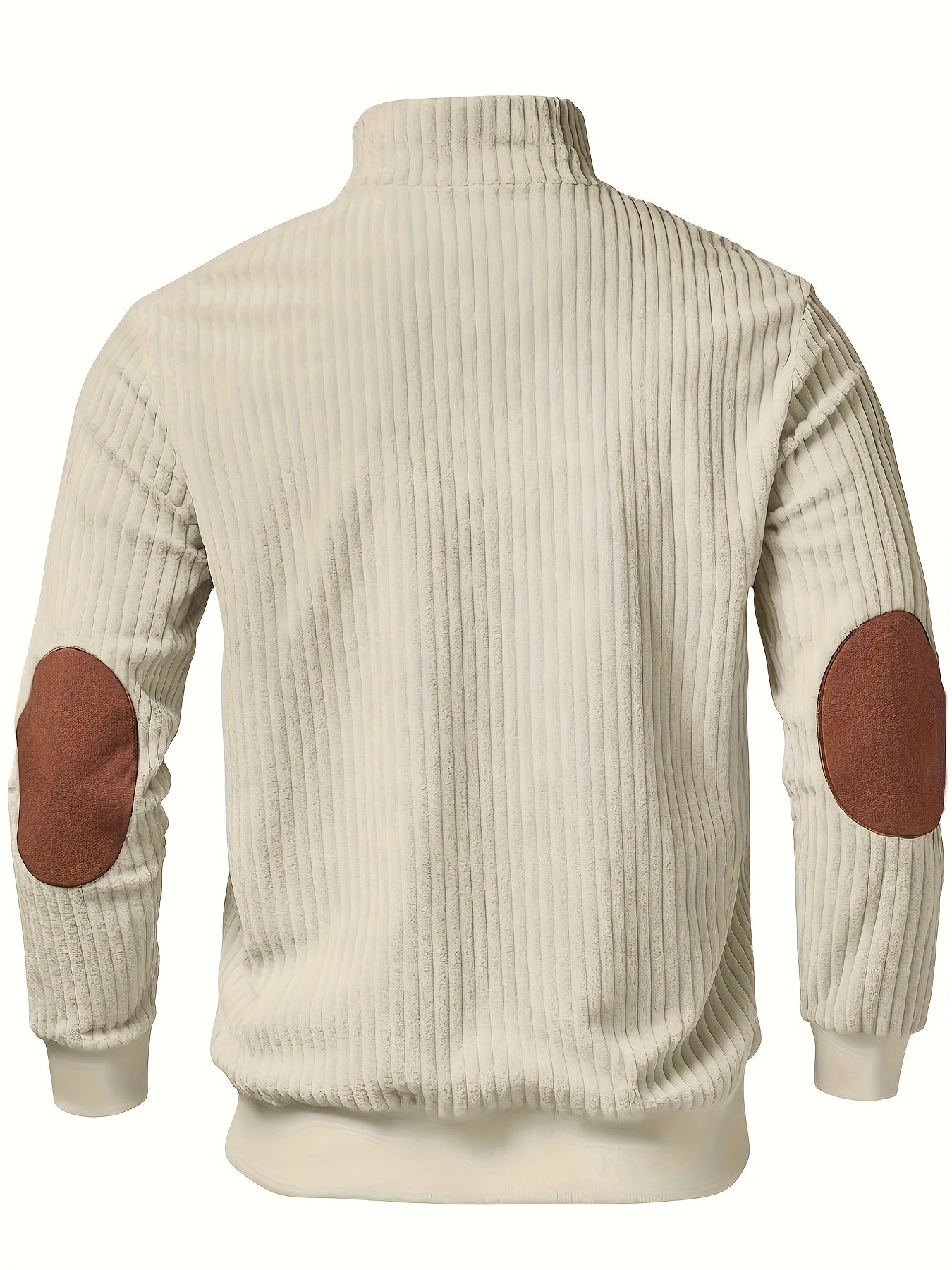 Half-Zip Retro Pullover Sweater for Men – Ribbed Patchwork Streetwear