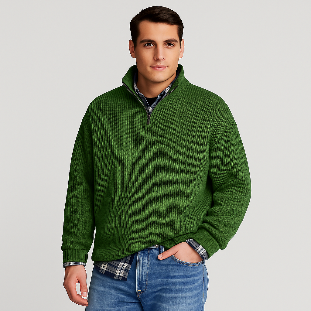 Elegant Men’s Wool Sweater – Classic Autumn Knitwear