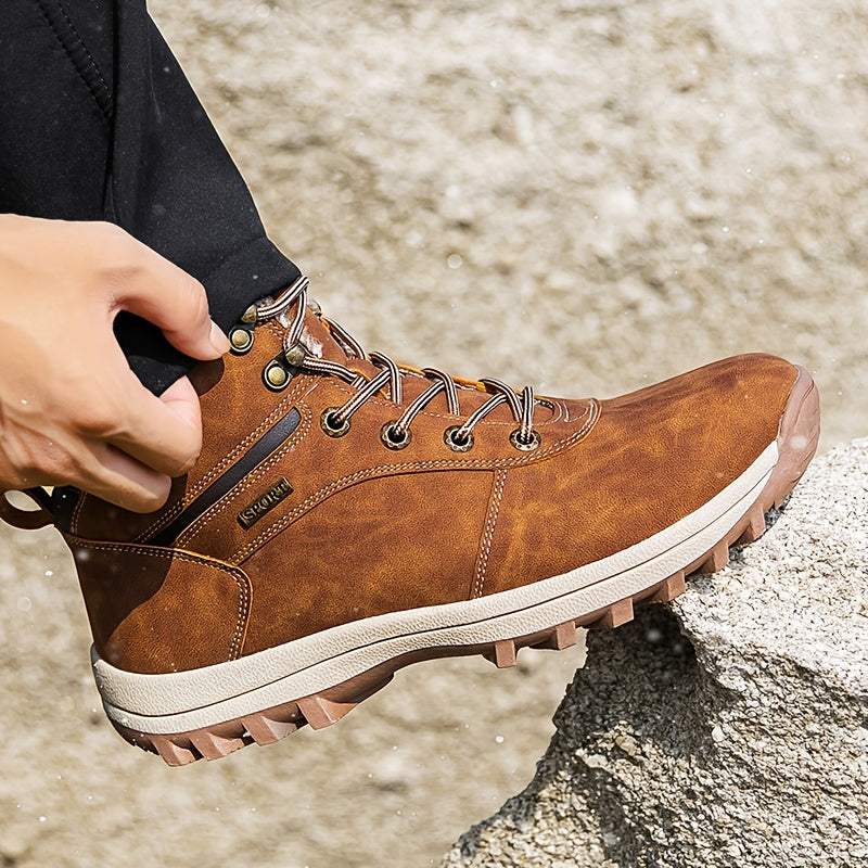 Outdoor Climbing Shoes - Men's Snow Boots with Slip-Rubber Sole and Fleece Lining