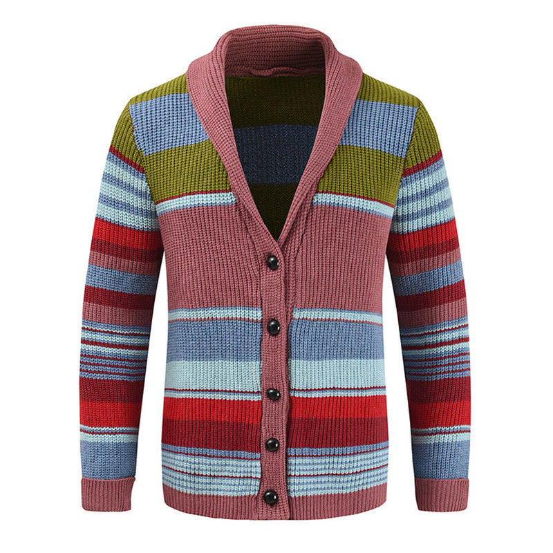 Men’s Colorblock Lapel Sweater Jacket – Modern Knit Design with Timeless Style