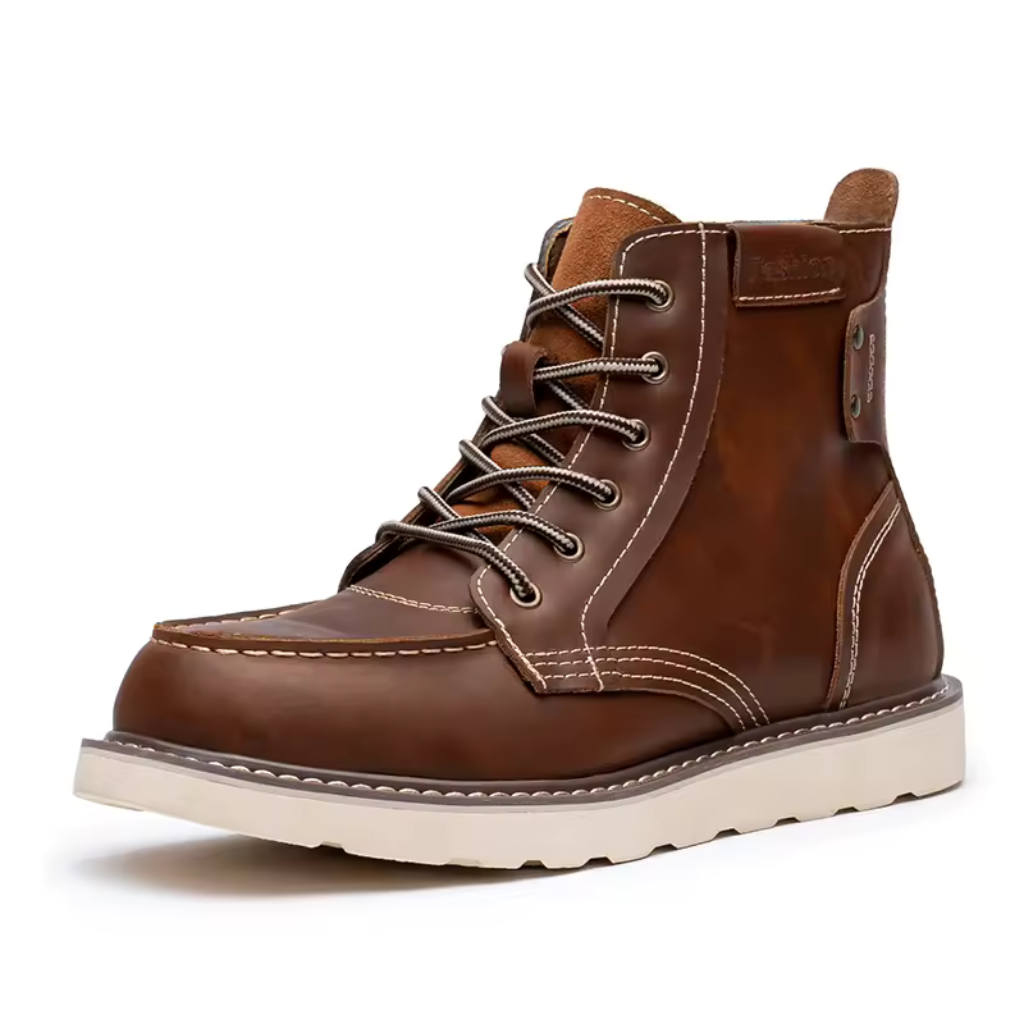 Lorennzi | Men’s Leather Boots – Retro Style Casual Lace-Up Ankle Boots