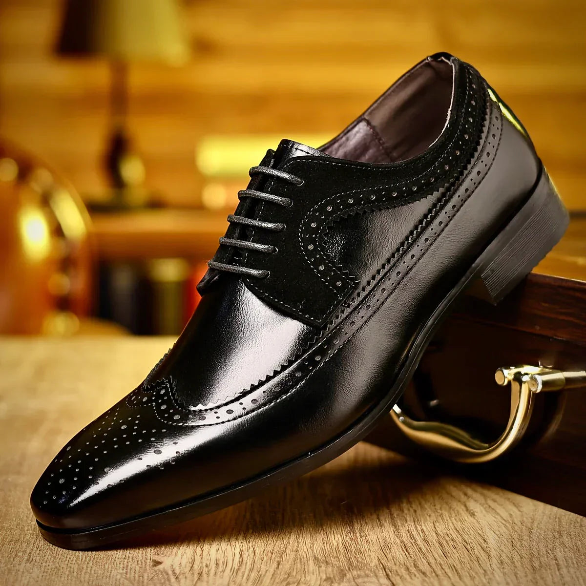 Men’s Leather Dress Shoes – Premium Black Formal Footwear, Elegant Design