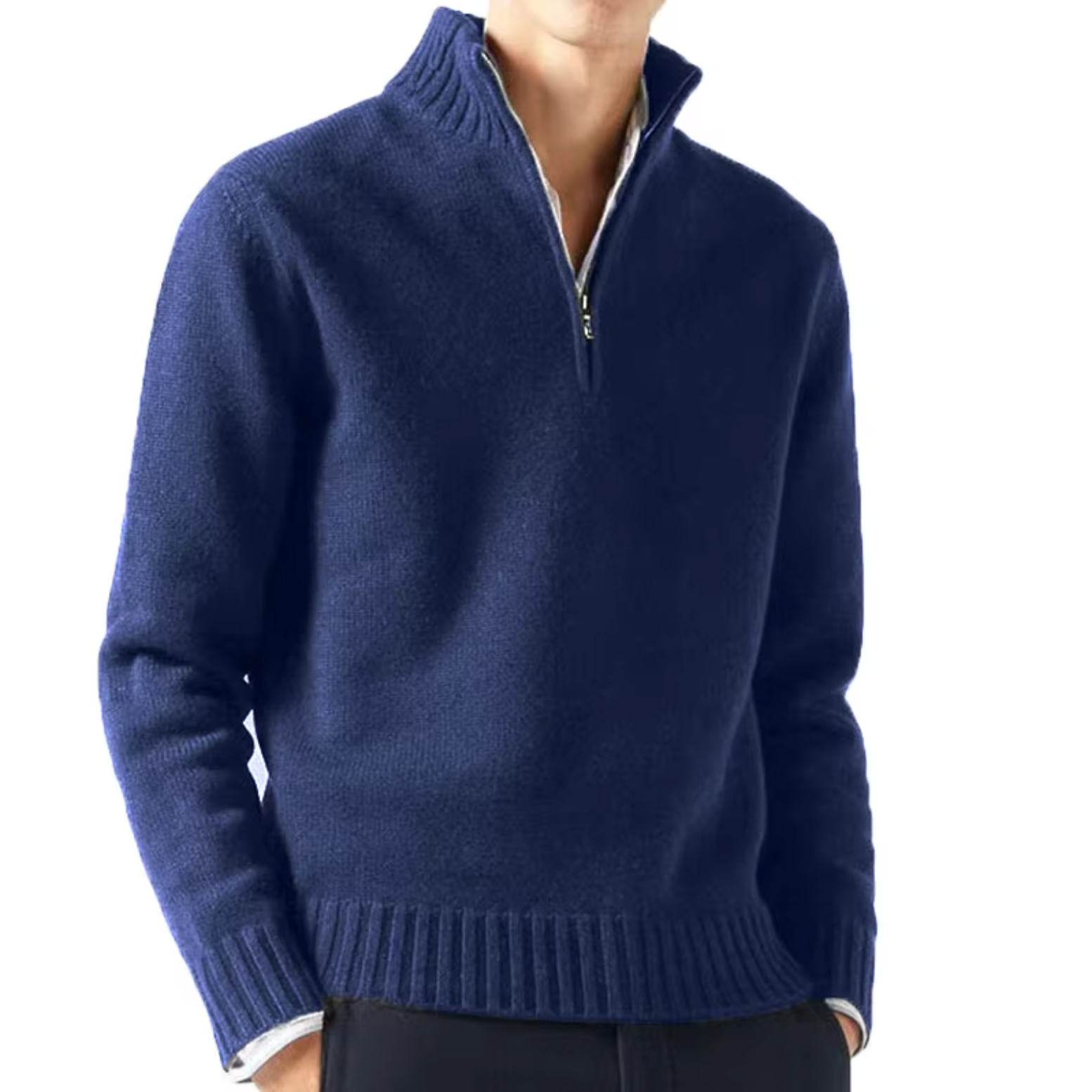 Lucien Men’s Half Zip-Neck Cashmere Sweater – Trucker Style Design