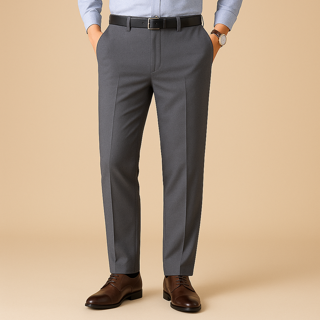 Stretchy Fit Pleated Suit Men Chino Pants