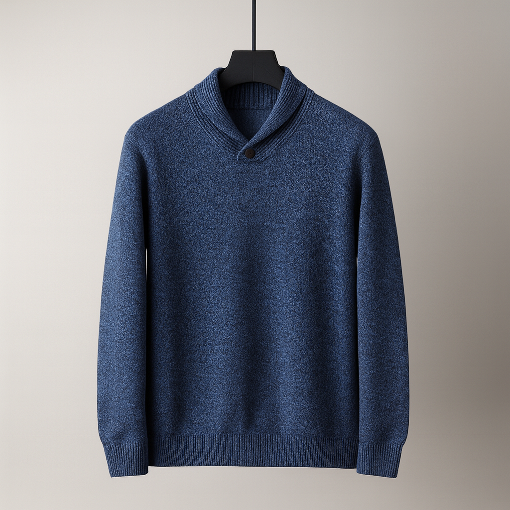 Men’s Merino Wool Button Sweater | Shawl Collar