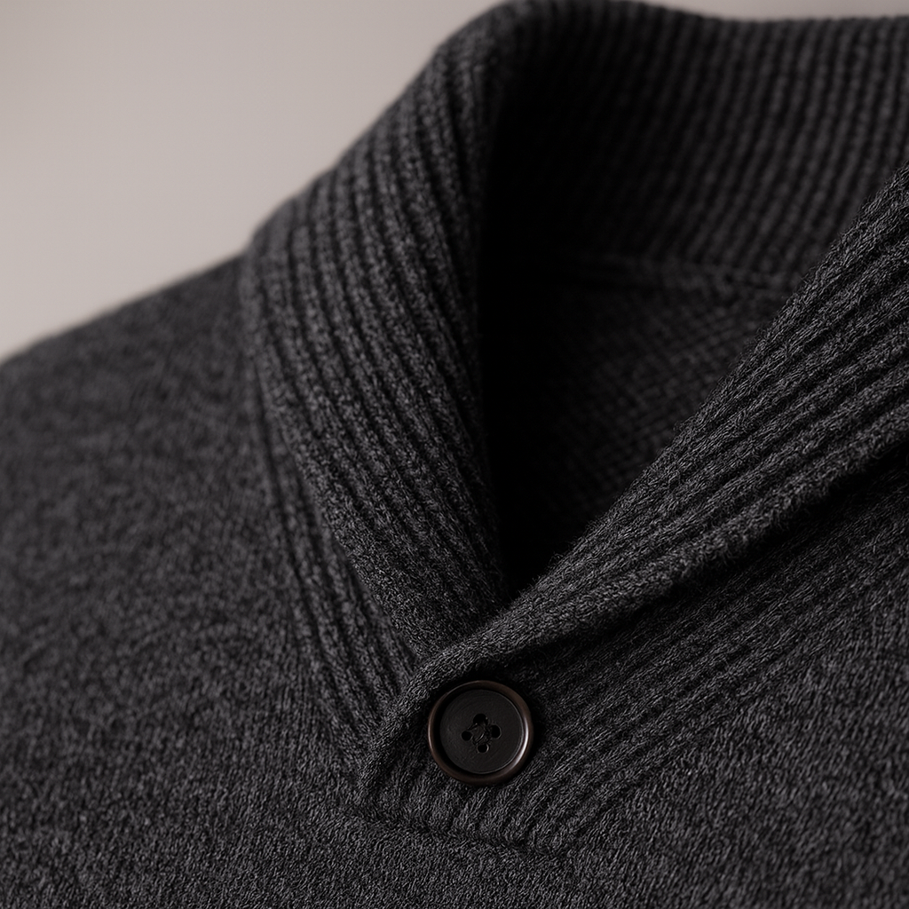 Men’s Merino Wool Button Sweater | Shawl Collar