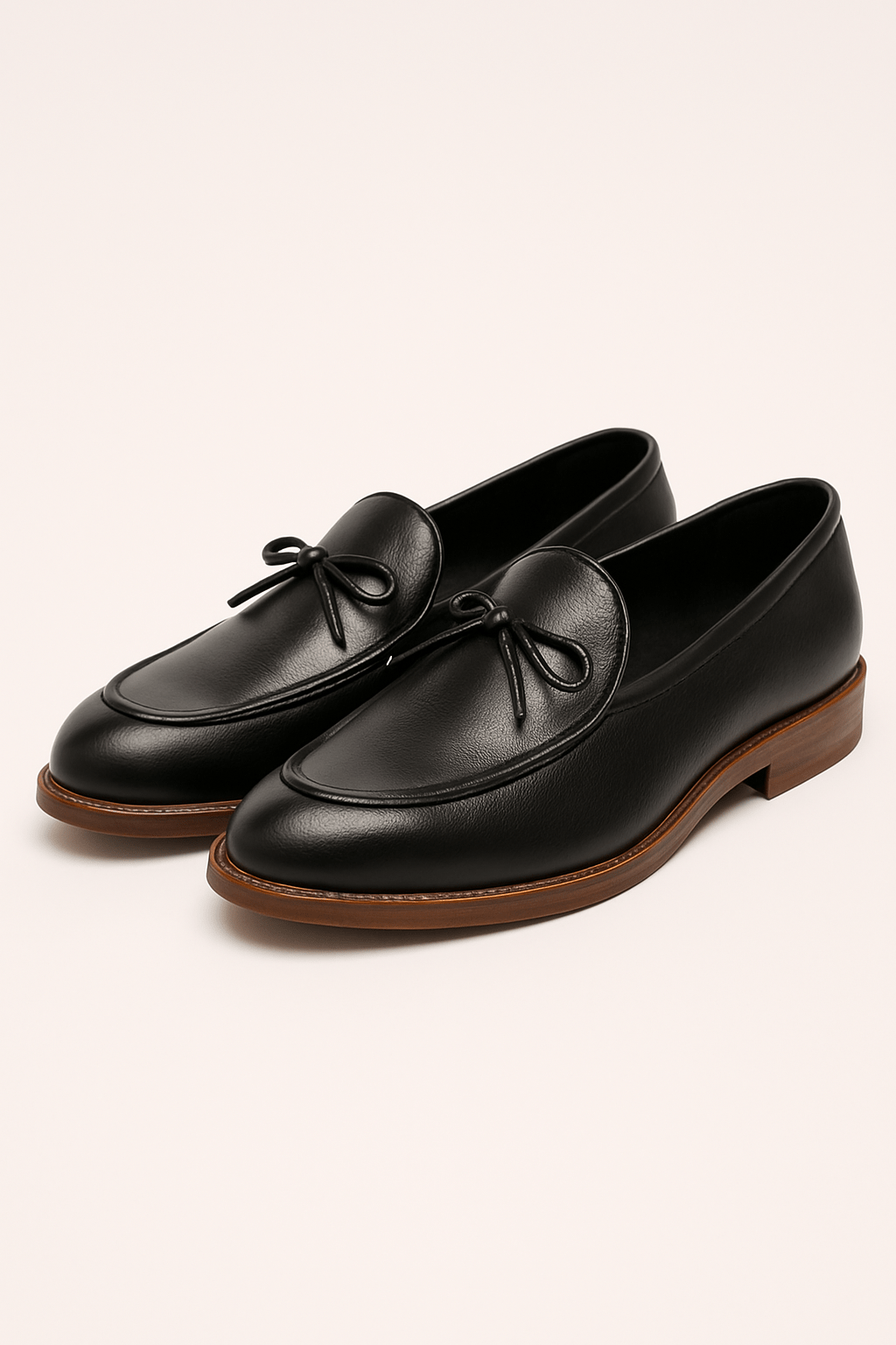 Men Leather Loafers With Bow Classic Dress Shoes