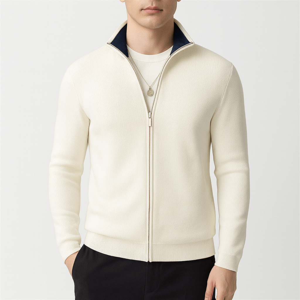 Mason Cozy Knitted Zip Sweater – Men’s Soft Full-Zip Knit