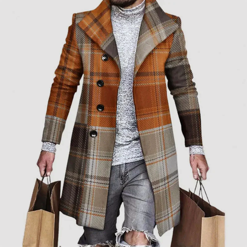 Oscar Wool-Blend Double-Breasted Overcoat | Plaid Mid-Thigh Overcoat