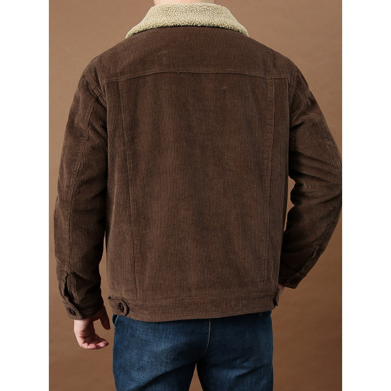 Men’s Corduroy Winter Jacket – Thick Fleece-Lined Vintage Short Coat | Warm Casual Shearling Outerwear
