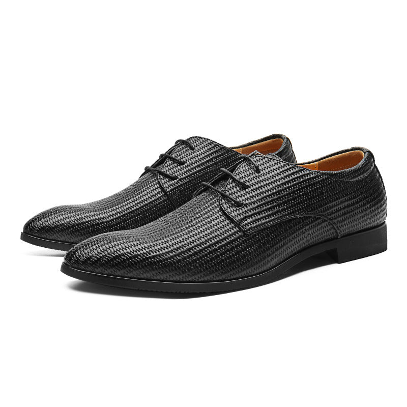Men’s Embossed Oxford Dress Shoes – Pointed Toe British Style Formal Footwear