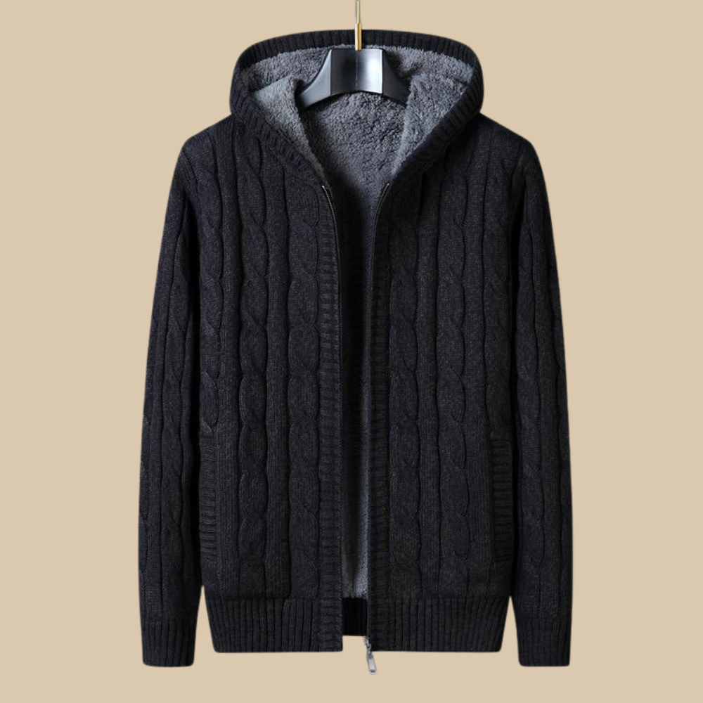Giorgio Wool Zip Knitted Sweater | Inner Warm Fleece