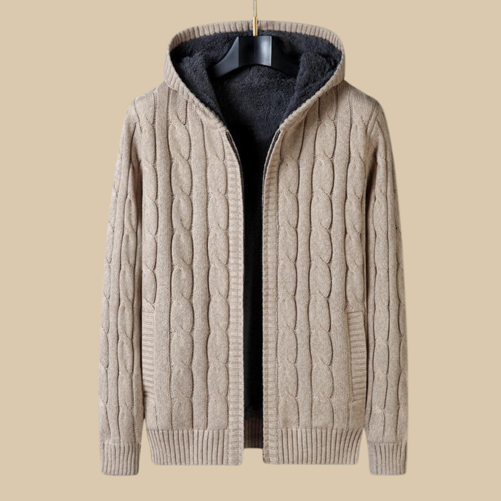 Giorgio Wool Zip Knitted Sweater | Inner Warm Fleece