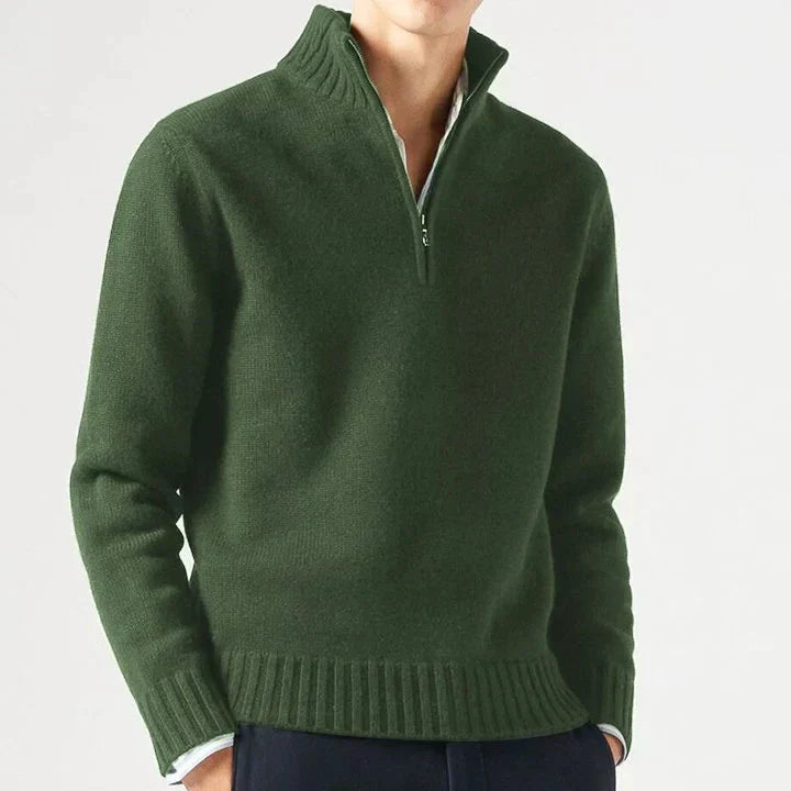 Lucien Men’s Half Zip-Neck Cashmere Sweater – Trucker Style Design
