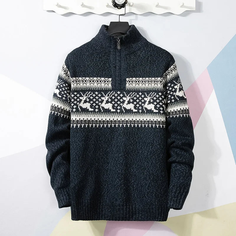 Men’s Half-Zip Reindeer Sweater