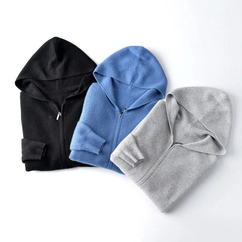 Men Luxe Cashmere Zippered Hoodie