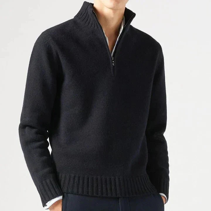Lucien Men’s Half Zip-Neck Cashmere Sweater – Trucker Style Design