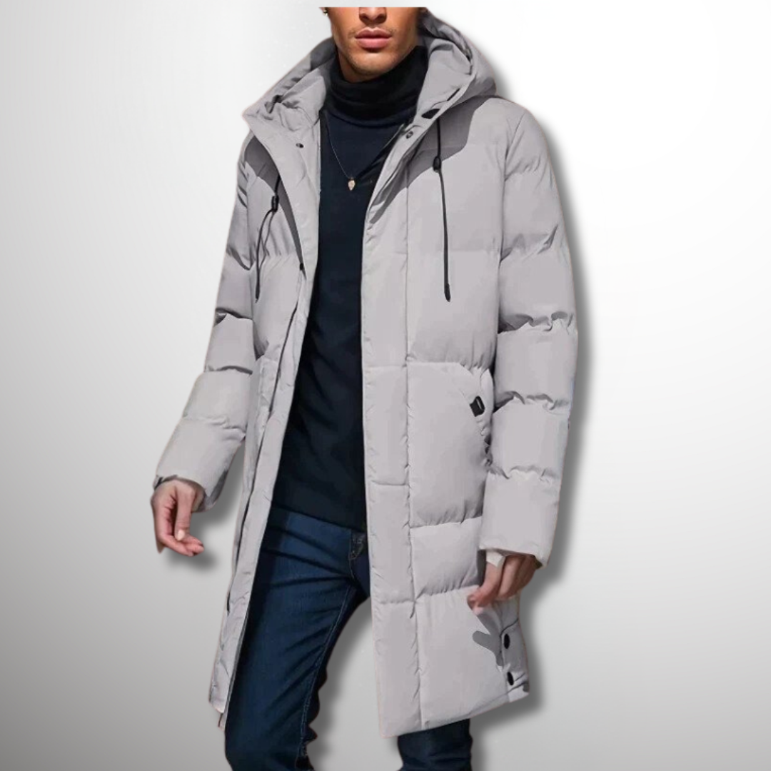 Elegant Long Men’s Coat – Warm Winter Overcoat