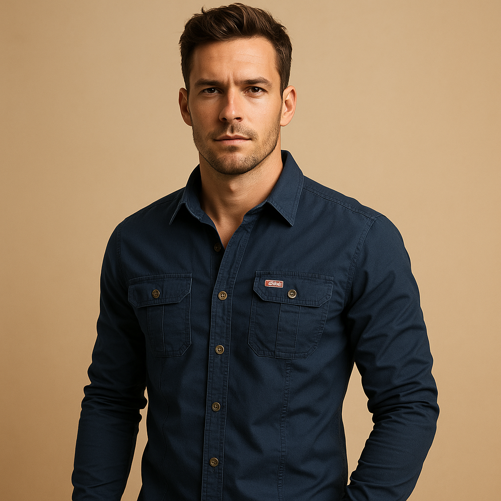 Cotton Cargo Shirt Blouse with Pockets for Men | Dorian