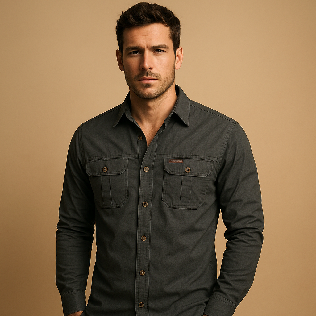 Cotton Cargo Shirt Blouse with Pockets for Men | Dorian