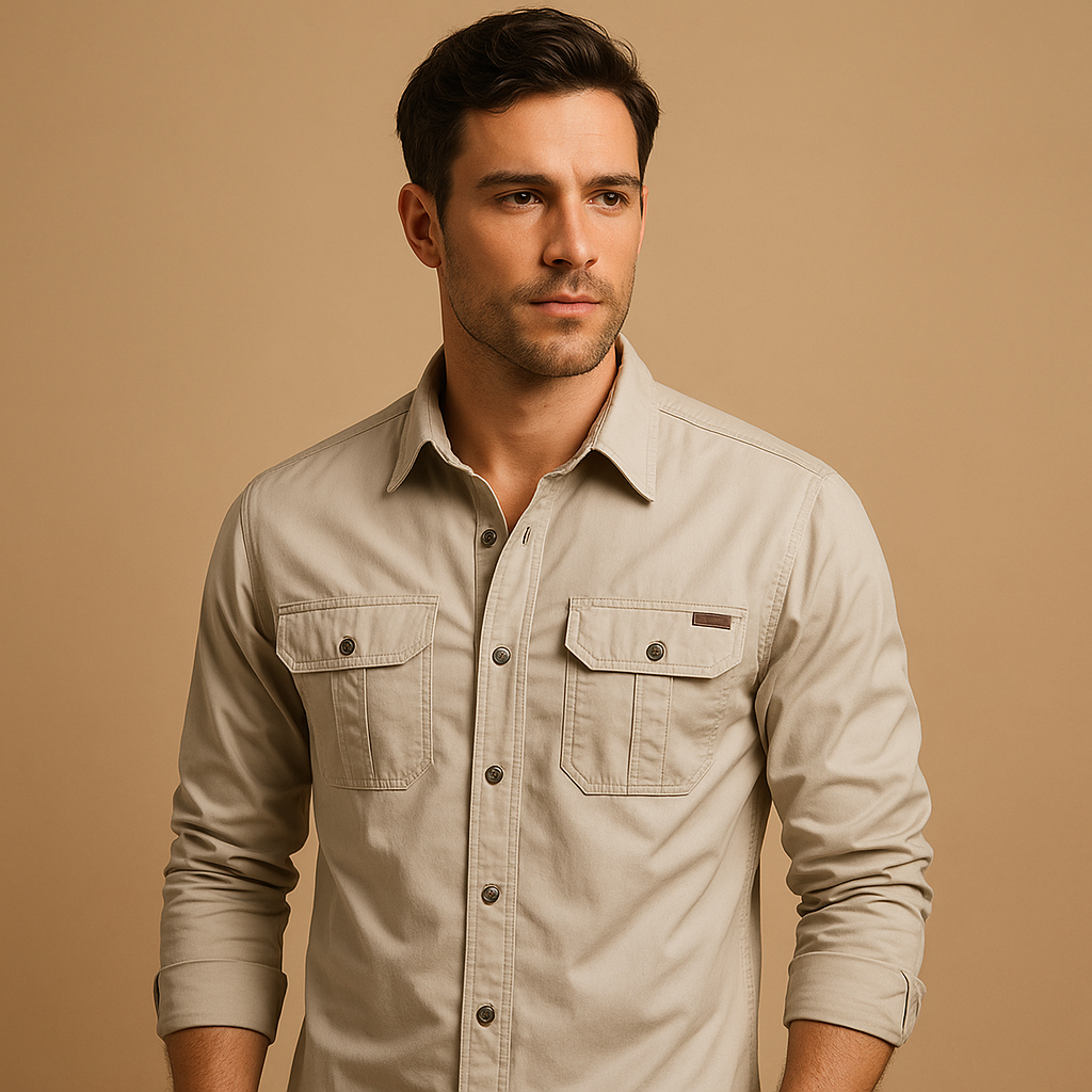 Cotton Cargo Shirt Blouse with Pockets for Men | Dorian