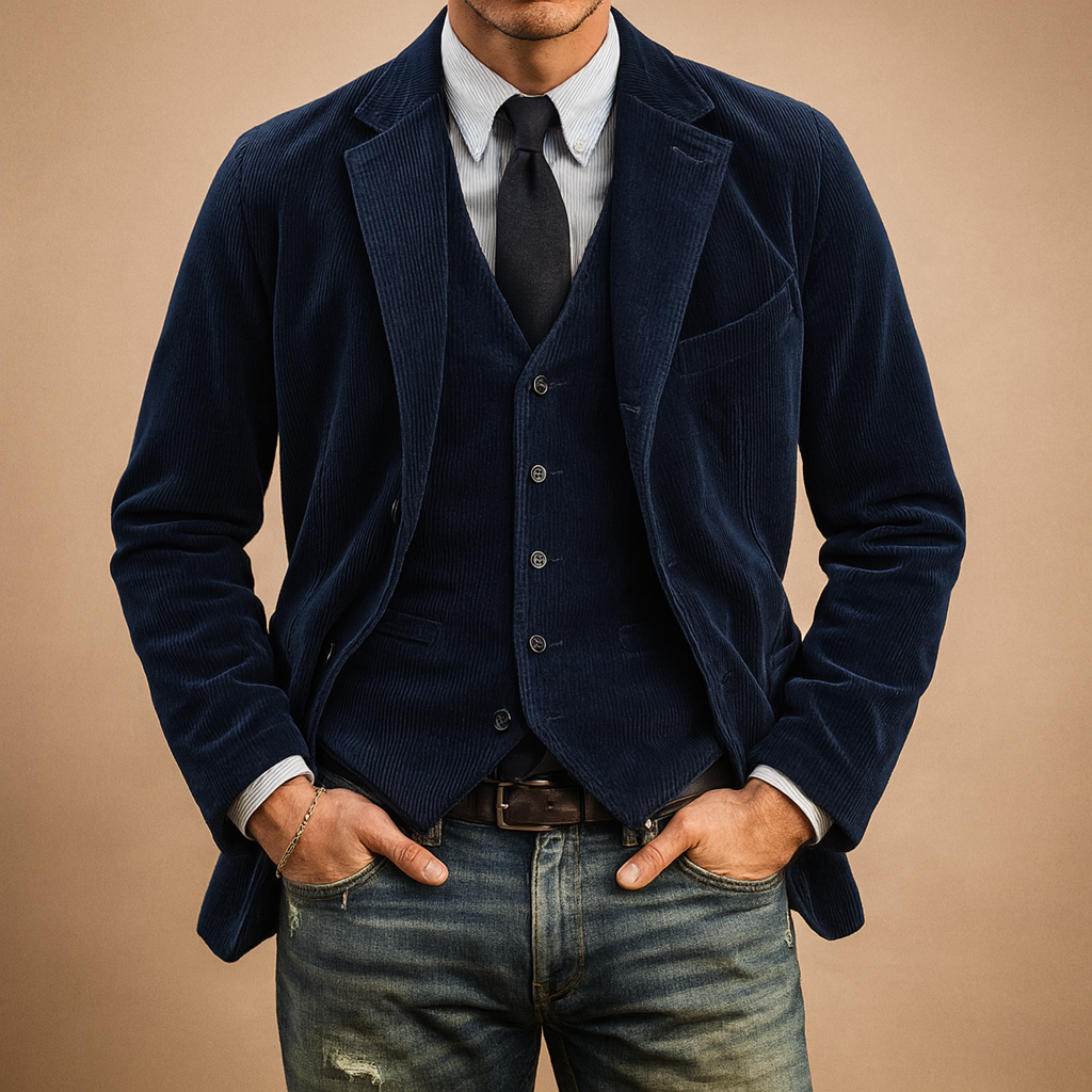 Men’s Corduroy Blazer Set – Classic Texture, Modern Fit
