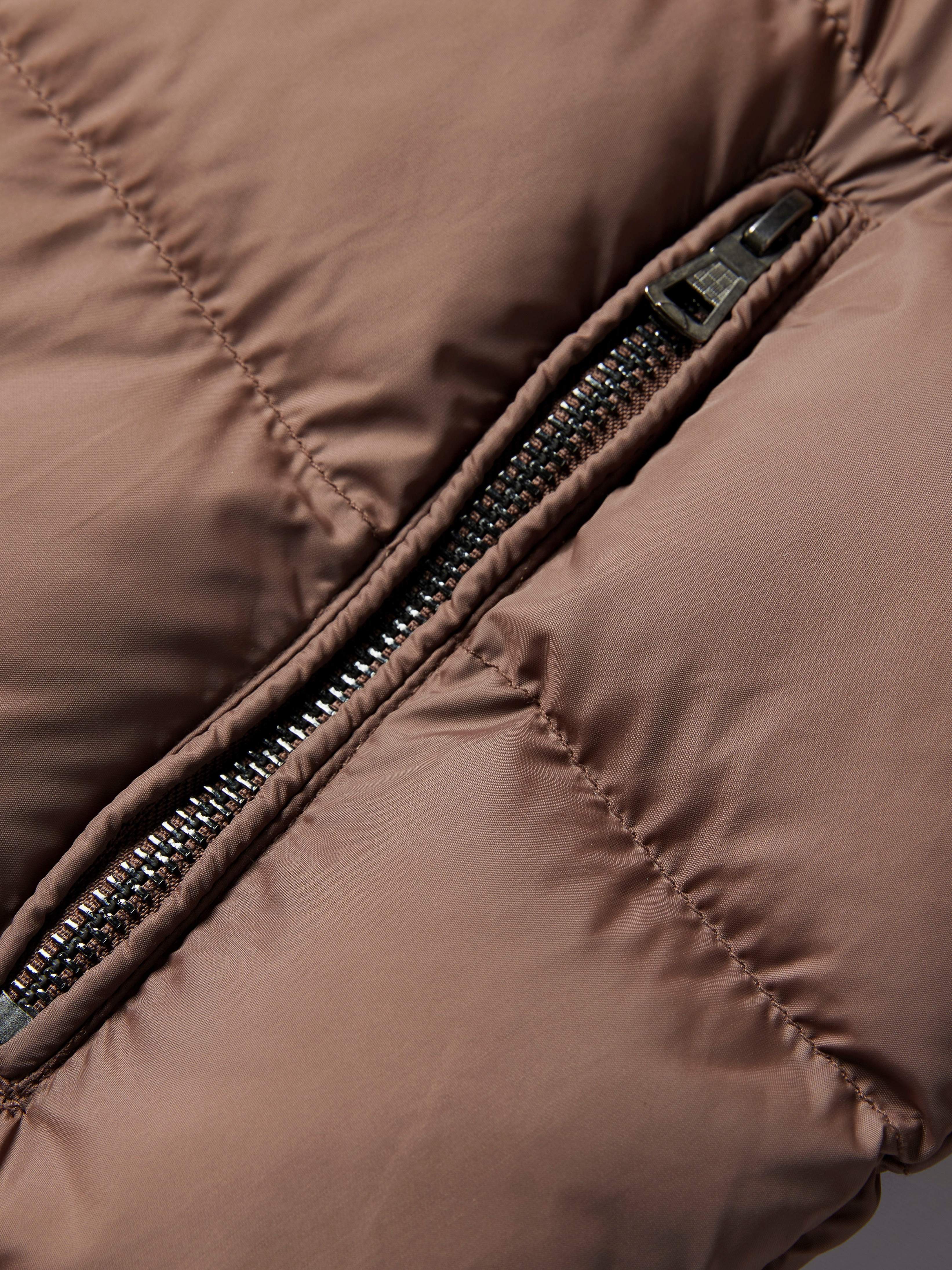 Men’s Casual Puffer Jacket with Faux Fur Collar – Warm Solid Color Zip-Up Coat