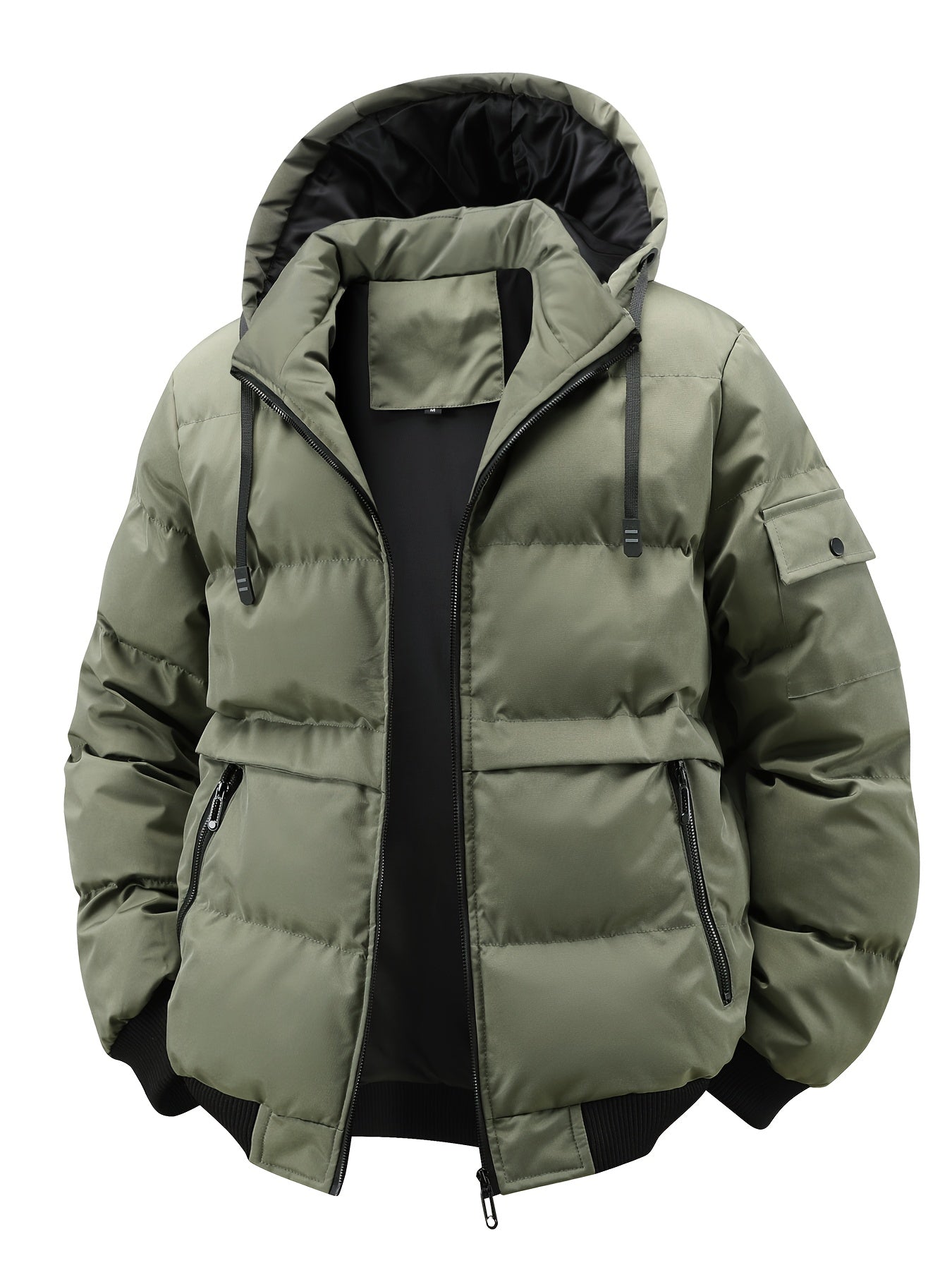 Men’s Heavy-Duty Winter Hooded Jacket – Durable Full-Zip Outerwear for Cold Weather