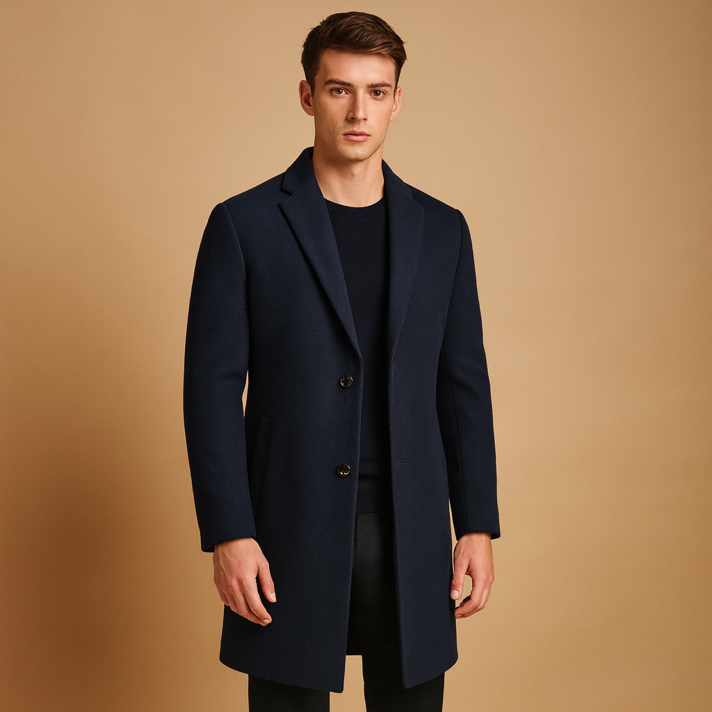 Men’s Long Trench Coat | Two-Button Classic Overcoat